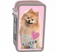 Goldkids - Pencil Case 3 Compartments - Pencil Case for Girls and Boys - Pencil Case 3 Compartments Pencil Case 44 Pieces Filled Pencil Case School Pencil Case Dog Motif