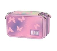 Goldkids - Pencil Case 3 Compartments - Pencil Case for Girls and Boys - Pencil Case 3 Compartments Pencil Case 46 Pieces Filled Pencil Case School Pencil Case Butterfly Motif, black, 3-fähig, Pencil