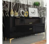 Goldline Gloss Sideboard 140Cm Black Luxury - Creative Furniture
