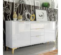 Goldline Gloss Sideboard 140Cm White Luxury - Creative Furniture