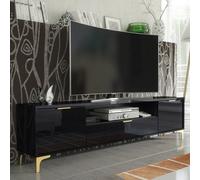 Goldline Gloss Tv Unit 200Cm Black Luxury - Creative Furniture