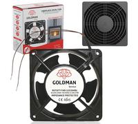 GOLDMAN SERVICE | Axiale Ventilator voor Hoge Temperaturen met Beschermrooster en Filter voor Inbouwhaarden | Stil met Krachtige Metalen Bladen | Afmetingen: 120×120×38 mm (23 W)