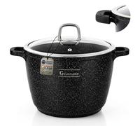 GOLDMANN 4L (20 cm) Cast Aluminium Nonstick Stockpot with Glass Lid | Ceramic Marble Coating, Oven Safe, Dishwasher Safe, All Hob Types, Includes Lid