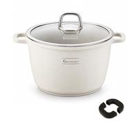 GOLDMANN 6.2L (24 cm) Cast Aluminium Nonstick Stockpot with Glass Lid | Ceramic Marble Coating, Oven Safe, Dishwasher Safe, All Hob Types, Includes Lid