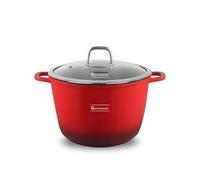 GOLDMANN 6.2L (24 cm) Cast Aluminium Nonstick Stockpot with Glass Lid | Ceramic Marble Coating, Oven Safe, Dishwasher Safe, All Hob Types, Includes Lid