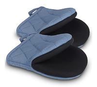 Goldmeet 1 Pair Short Oven Mitts, Heat Resistant Silicone Kitchen Mini Mitts for 500 Degrees, Non-Slip Grip Surfaces and Hanging Loop Glove, Baking Grilling Barbecue Microwave Machine Washable, Blue