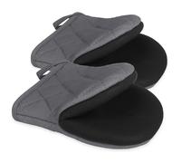 Goldmeet 1 Pair Short Oven Mitts, Heat Resistant Silicone Kitchen Mini Oven Mitts for 500 Degrees, Non-Slip Grip Surfaces and Hanging Loop Gloves, Baking Grilling Barbecue Microwave Machine Washable