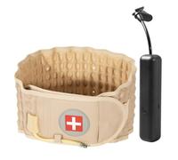 Goldmille Inflatable Decompression Back Belt with Electric Pump - Lumbar Support for Lower Back Pain Relief, Sciatica, Spinal Traction, One Size Fits Waist 74-124 cm - Beige