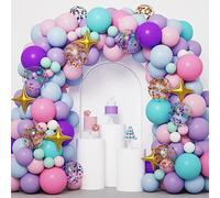 Goldnice Pink Purple Blue Balloon Arch Garland Kit, 106pcs Pastel Balloons Pack with Star Foil Balloon, Gold Confetti for Girls Birthday Party Decorations Baby Shower Gender Reveal Supplies, Medium
