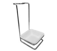 GoldNJade Steel Upright Ladle Holder Square White Ceramic Bowl Spoon Rest Rack Cooking Utensil Holder