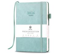 GoldOars 2026 Academic Diary, A5 Weekly and Monthly Planner Page a Day from Jan 2026 to Dec 2026 with Faux Leather Cover, Pen Holder and Cloth Joint Binding