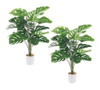 GoldOars 29" 2-Pack Artificial Monstera Plant Tree in Pot, Large Tropical Fake Plants Indoor Faux Green with Bendable Stems for Home Office Garden Decoration (75cm)