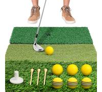 GoldOars Golf Hitting Mat & Practice Mat with Heavy Non-Slip Base, Tri Turf, Ball Tray and Tees, Foldable Indoor, Outdoor Golf Training Mat for Home Driving Range