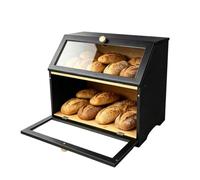 GoldonWal 2-Layer Bamboo Bread Bin with View Window, Anti-Mold for Countertop