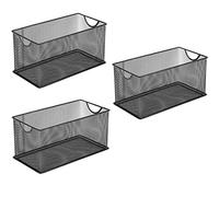 GOLDORCLE Set of 3 Household Wire Mesh Metal Steel Storage Basket Organizer CD Storage Boxes Organizer Bin Container Tote with Handles for Home Office 10.5" x 5.5" x 5.5"