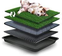 GoldOuya 50X60 CM Dog Grass Pad with Tray for Indoor/Outdoor Large Dog Potty Training Reusable Dog Training Pads with tray Grass Pee Pads for Dogs with Tray is Reusable and Easy to Clean