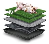 GoldOuya Pet Potty Grass Mat with Tray, Complete Potty System for Indoor/Outdoor Puppy Training, Reusable Pet Litter Box Training Pads