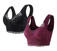 GOLDP Prettyhealth Lymphvity Detoxification and Shaping & Powerful Lifting Bra, Lace Wireless Bra,Shape Detox Lifting Breast (2PCS B,L)