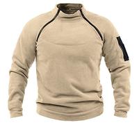 GOLDP Tactical Combat Fleece Pullover Jacket Men Military Athletic Sport Jumper Tops Army Windproof Sweaters (4XL,khaki)