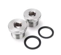 Goldpea 2PCS Stainless Steel 304 Flange Hex Socket Plug Bung M24 x 1.5 With Seal Rubber Ring, Hexagonal Water Pipe Fitting Plug Universal Fit