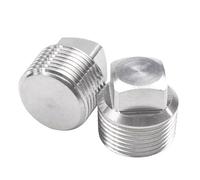 Goldpea 2PCS Stainless Steel 316 Pipe Plug Outer Solid Square Thread 1" NPT Male, Drain Pipe Fitting Plug
