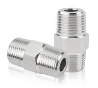 Goldpea High Pressure Stainless Steel 304 Equal Hex Nipple 3/8" NPT Male x 3/8" NPT Male Straight Connector Pipe Fitting 2pcs