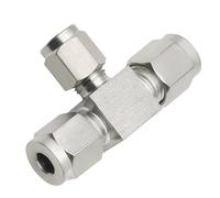 Goldpea Stainless Steel 304 Compression Tube Fitting Reducing Tee 1/4" OD x 1/8" OD x 1/4" OD with Double Ferrule, 1pc