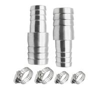 Goldpea Stainless Steel 304 Hose Barb Fitting Reducing Union 1-1/4" Barbed x 1" Barbed 2pcs with 4pcs Hose Clamps