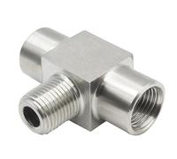 Goldpea Stainless Steel 304 Tee Pipe Fitting 1/4" NPT Female x 1/4" NPT Male x 1/4" NPT Female T-fitting 3-way, Male Run Tee 1pc