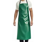 GoldPig 1 Pack Waterproof Apron Rubber Vinyl Heavy Duty Aprons for Adults - Chemical Resistant Adjustable Bib 40" Extra Long Industrial Work Apron for Grilling Dishwashing Lab Kitchen Butcher(Green)