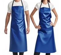 GoldPig 2 Pack Waterproof Apron Rubber Vinyl Heavy Duty Aprons for Adults - Chemical Resistant Adjustable Bib 40" Extra Long Industrial Work Apron for Grilling Dishwashing Lab Kitchen Butcher(Blue)