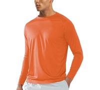 GOLDPKF Rash Vest Mens UV Protection Shirts Long Sleeve Fishing Tshirts Quick Dry Hiking Lightweight Tops Orange S
