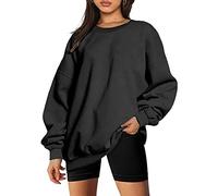 GOLDPKF Women Jumpers Cosy Longline Personalised Lady's Top Oversized Plain Sweatshirts Women Long Sleeve T Shirt Going out Tops Tunic Top Autumn Winter Clothes Black Size XL UK18-20