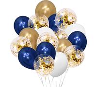 Goldr 50Pcs Navy Blue & Gold 12 Inch Metallic Latex Balloons for Birthday, Baby Shower, Party & Wedding Decorations