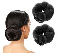 Goldrose Beauty Magic Hair Styling Buns - 2 Piece Perfect Donut Chignon Bun Maker Clip Hair Curler Styler Accessory 2 Small (Black)