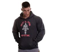 Golds Gym GGSWT155 Men's Overhead Sweater Hoody Printed Hooded Pullover Hoodie, Charcoal Marl, M