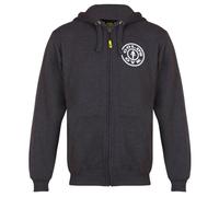 Gold's Gym GGSWT156 Men's Zip Through Sweater Hoody Printed Hooded Sweatshirt Hoodie, Charcoal Marl, S