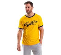 Gold's Gym GGTS153 Men's Crew Neck Top Vintage Graphic Chest Short Sleeved T-Shirt, Gold/Navy/Blue, M