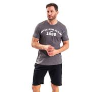 Gold's Gym GGTS154 Men's Crew Neck Top Graphic Chest Short Sleeved T-Shirt, Grey Marl/White, M