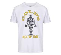 Gold's Gym Men's Ggtop009 Hooded Long Sleeve Top Gym T Shirt, White/Gold, XL