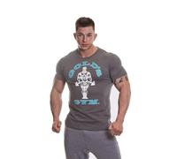 Gold's Gym Mens Ggtop009 Hooded Long Sleeve Top T-Shirt, Grey Marl/Turquoise, M EU