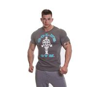 Gold's Gym Mens Ggtop009 Hooded Long Sleeve Top T-Shirt, Grey Marl/Turquoise, S EU