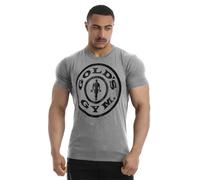 Gold's Gym Men's GGTS149 Workout Training Muscle Joe Short Sleeve T-Shirt, Light Grey Marl/Black, Small