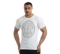 Gold's Gym Men's GGTS149 Workout Training Muscle Joe Short Sleeve T-Shirt, White/Light Grey, X-Large