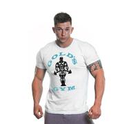 Gold's Gym Men's Ggtop009 Hooded Long Sleeve Top Gym T Shirt, White/Blue, L