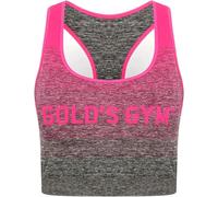 Gold's Gym GGLTOP131 Ladies Workout Training Seamless Gradient Ombre Sports Bra Crop Top, Pink/Charcoal Marl, M/L
