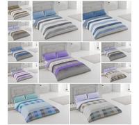 Goldstar 4Pcs Luxury Reversible Duvet Quilt Cover with Extra Deep Fitted Bed Sheet Soft Microfiber Bedding Set Pillowcase (Teal Blue - Checked Box, Super King)