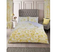 Goldstar Bellerose Floral Reversible Polycotton Duvet Cover Roses Bedding Set Pillow Case (Ochre, Single)