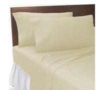 Goldstar® Cream King Size Flat Sheet Polycotton Bedding Plain Dyed Bed Linen