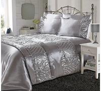 Goldstar® Crystal Shimmer Diamante Sequins Sparkle Duvet Quilt Cover Bedding Set, King, Silver
